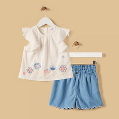 Embroidered top and shorts set