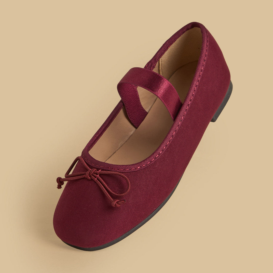 Bow accent ballerina shoes with elastic strap
