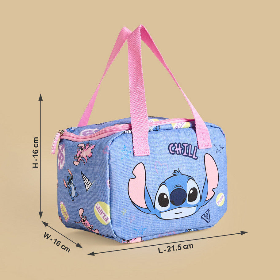 Stitch print lunch bag with zip closure