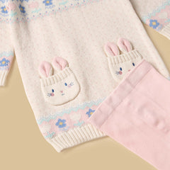 Bunny sweater dress with stockings