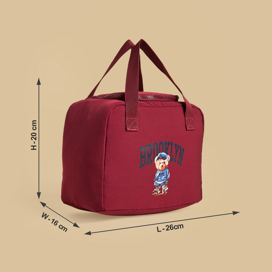 Brooklyn print lunch bag with zip closure