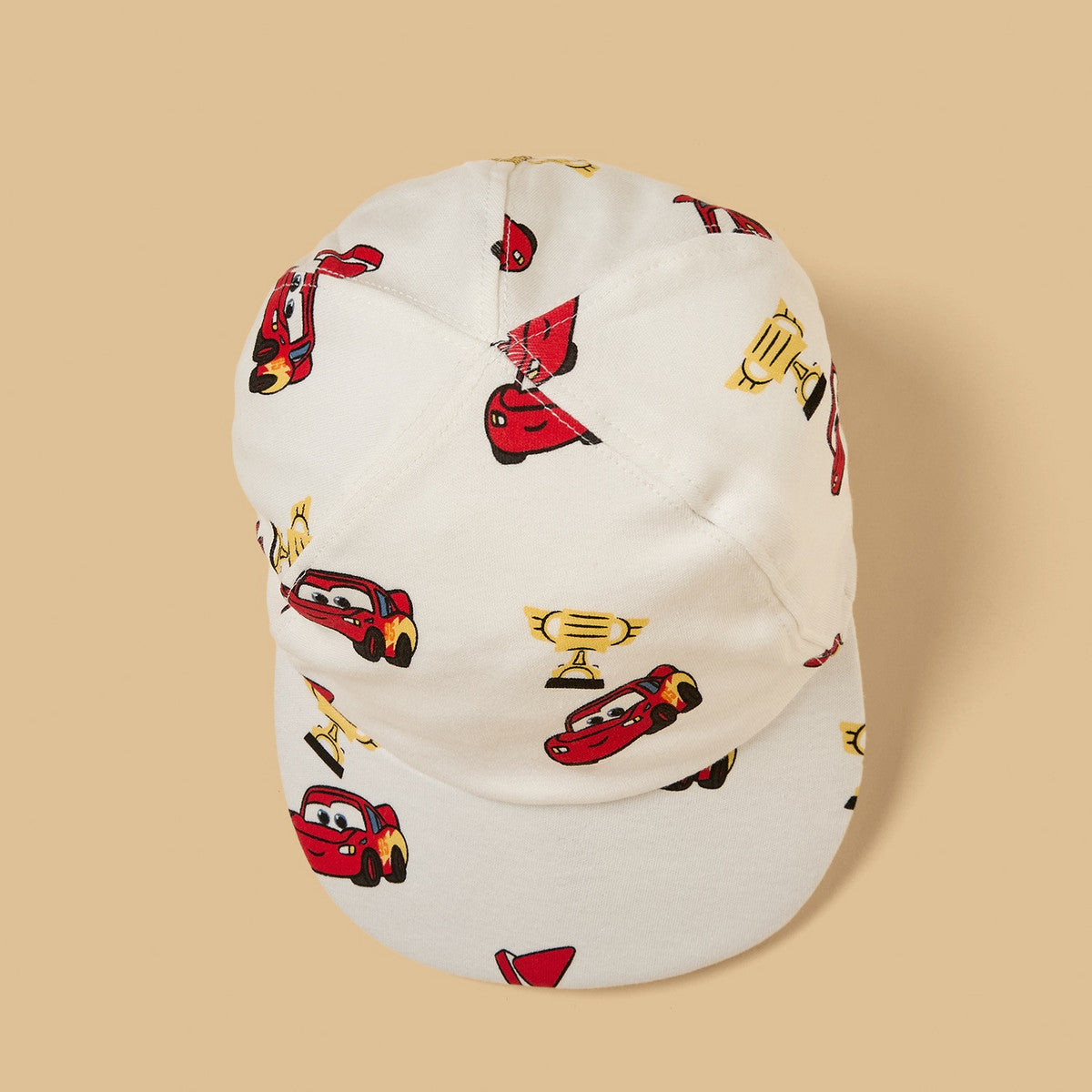 Lightning McQueen print cotton romper with cap