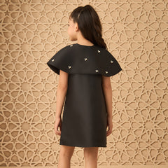 Embellished A-line Cape Dress