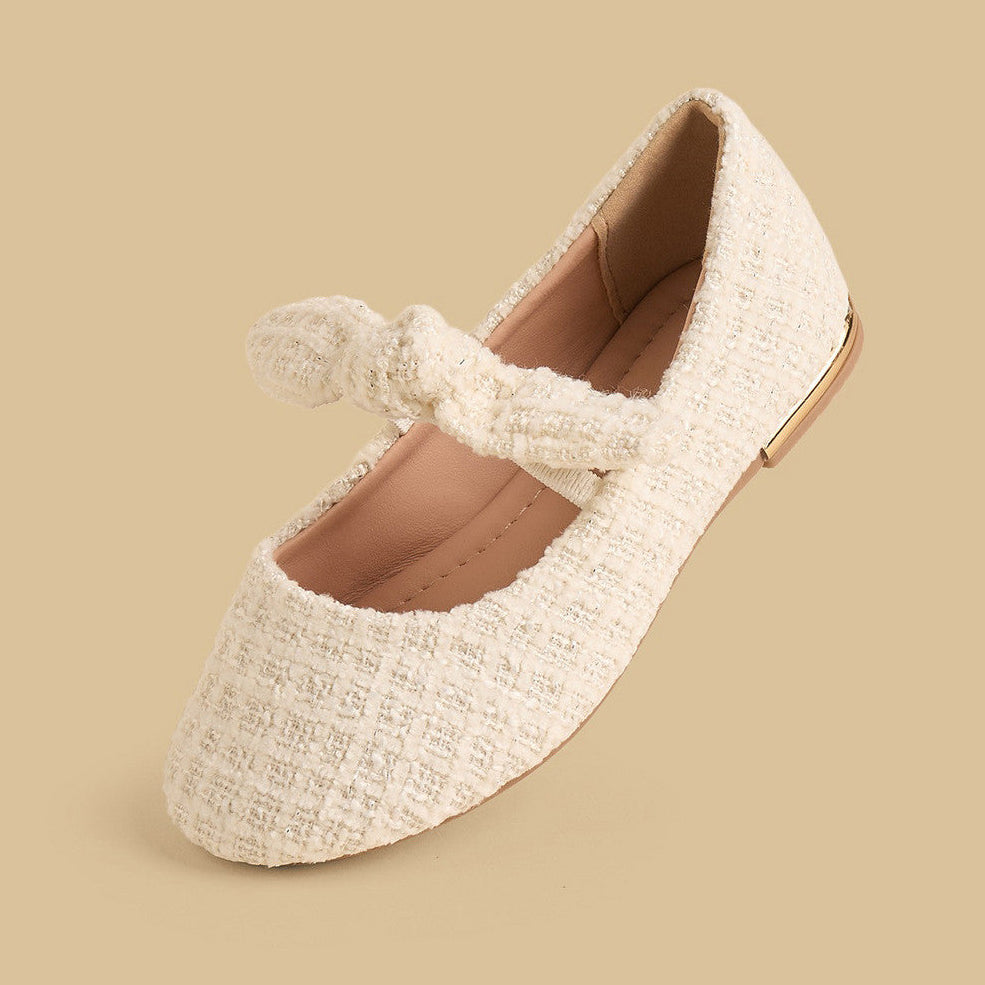 Tweed textured ballerina shoes