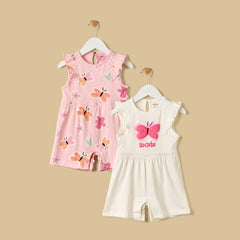 Pack of 2 - butterfly print sleeveless playsuit