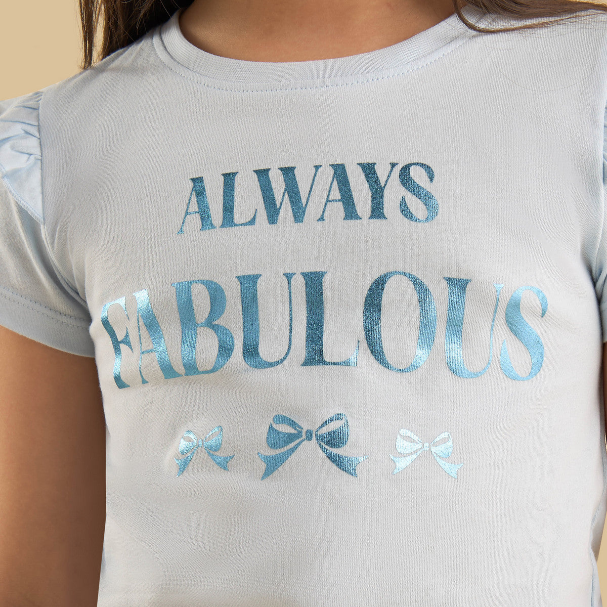 Slogan foil print cotton t-shirt