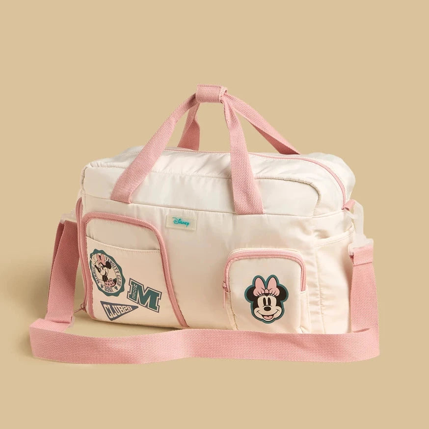 Minnie mouse print duffle bag with detachable strap