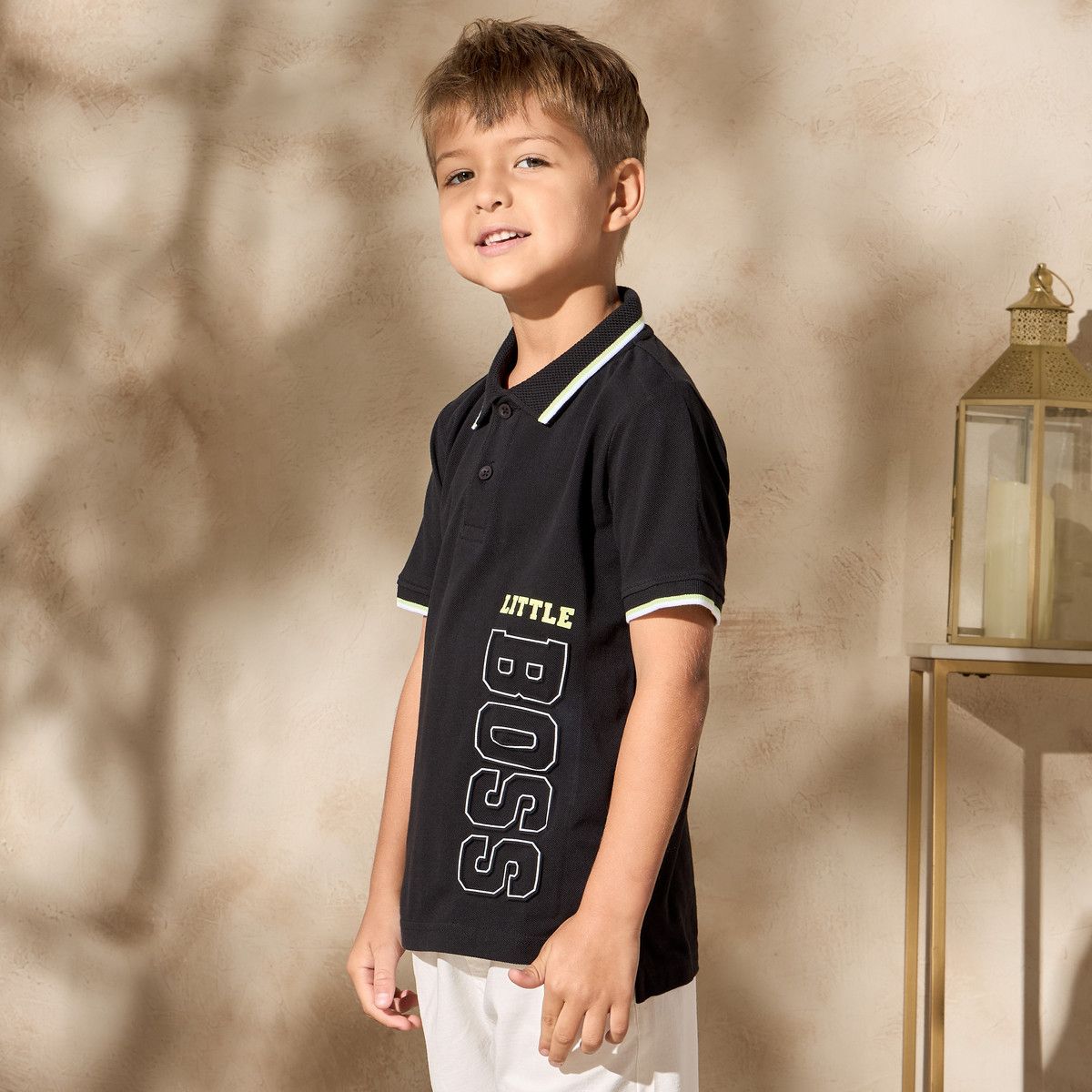Cotton polo Tshirt with typography print