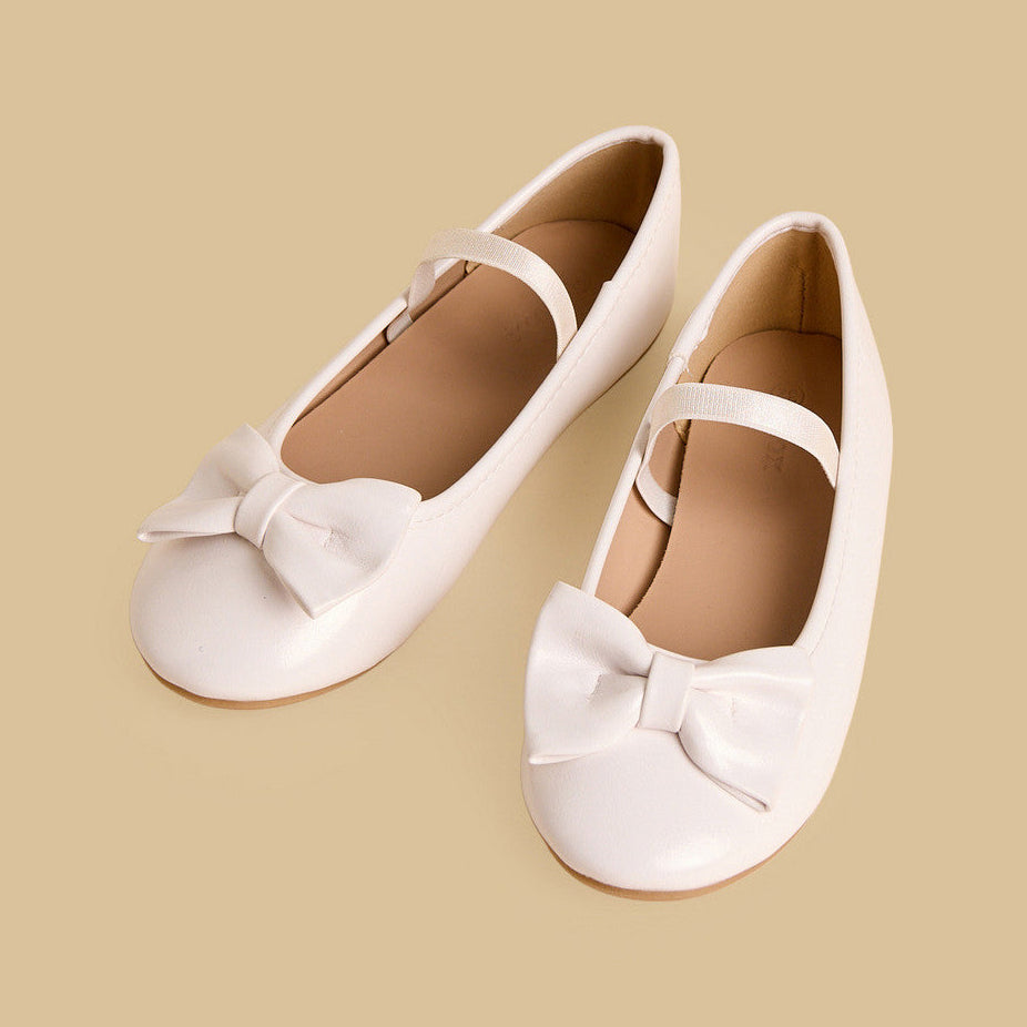Bow accent ballerina shoes with Elasticated strap