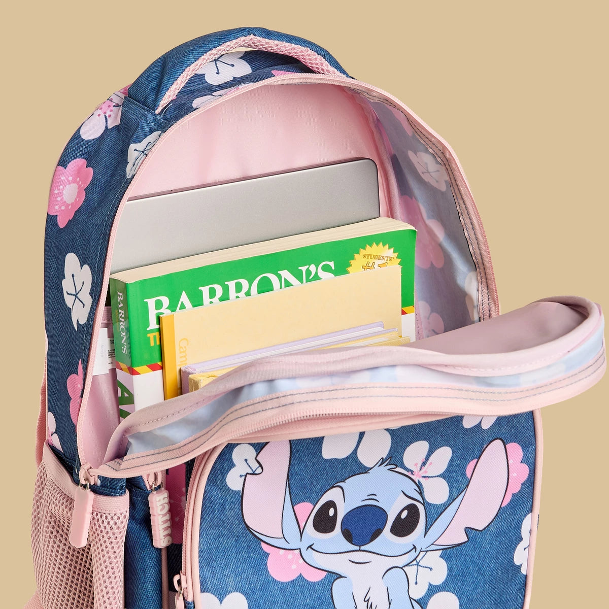 Stitch print backpack with adjustable straps