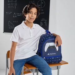 Playstation logo print padded straps backpack with zip closure