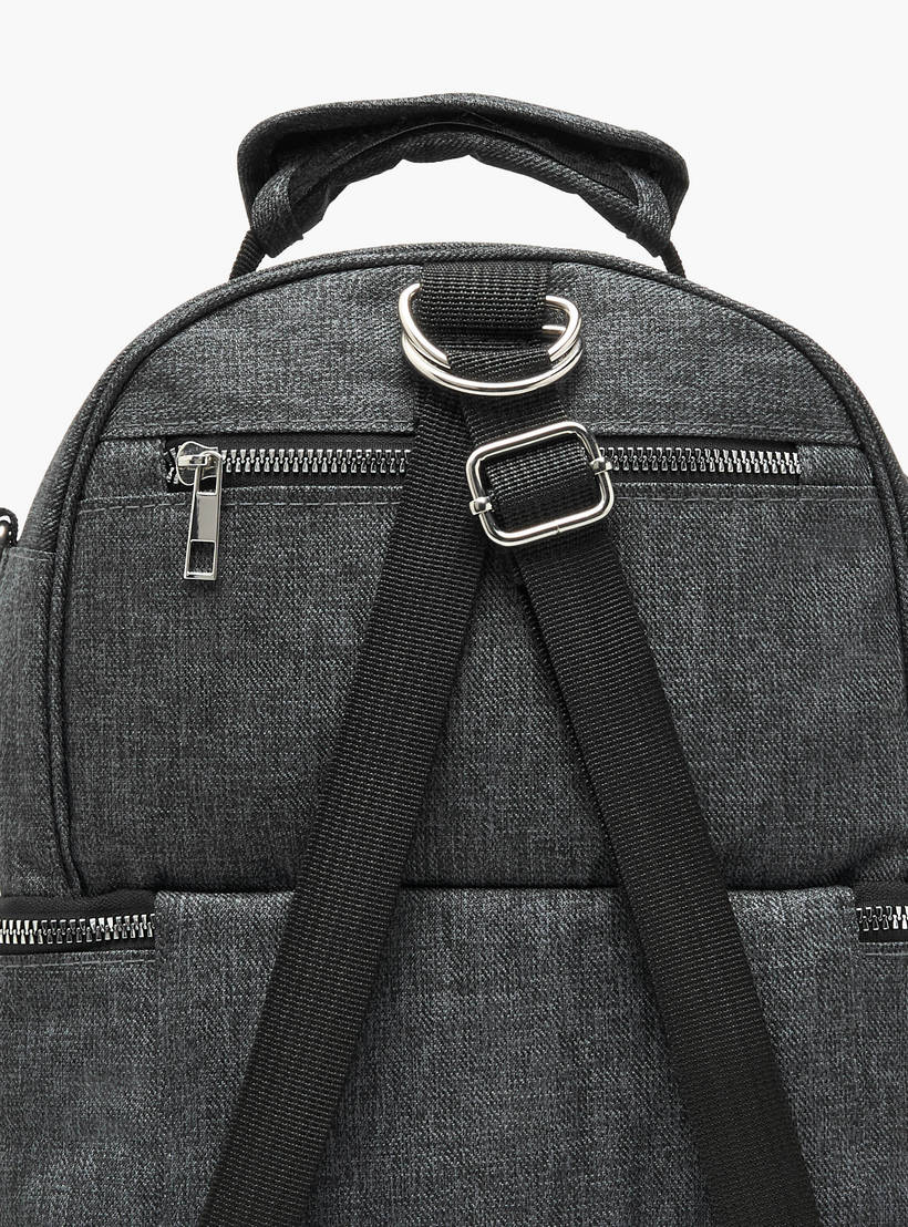 Juniors solid insulated diaper bag with adjustable strap and zip closure
