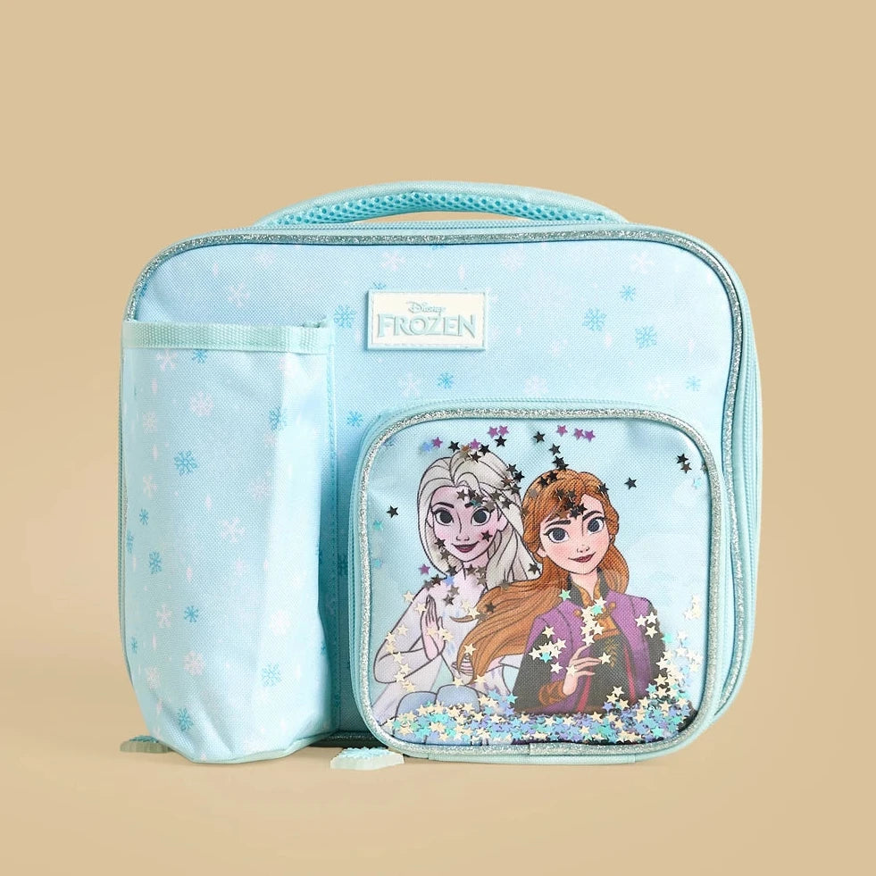 Frozen print lunch bag with zip closure