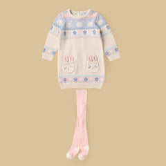 Bunny sweater dress with stockings