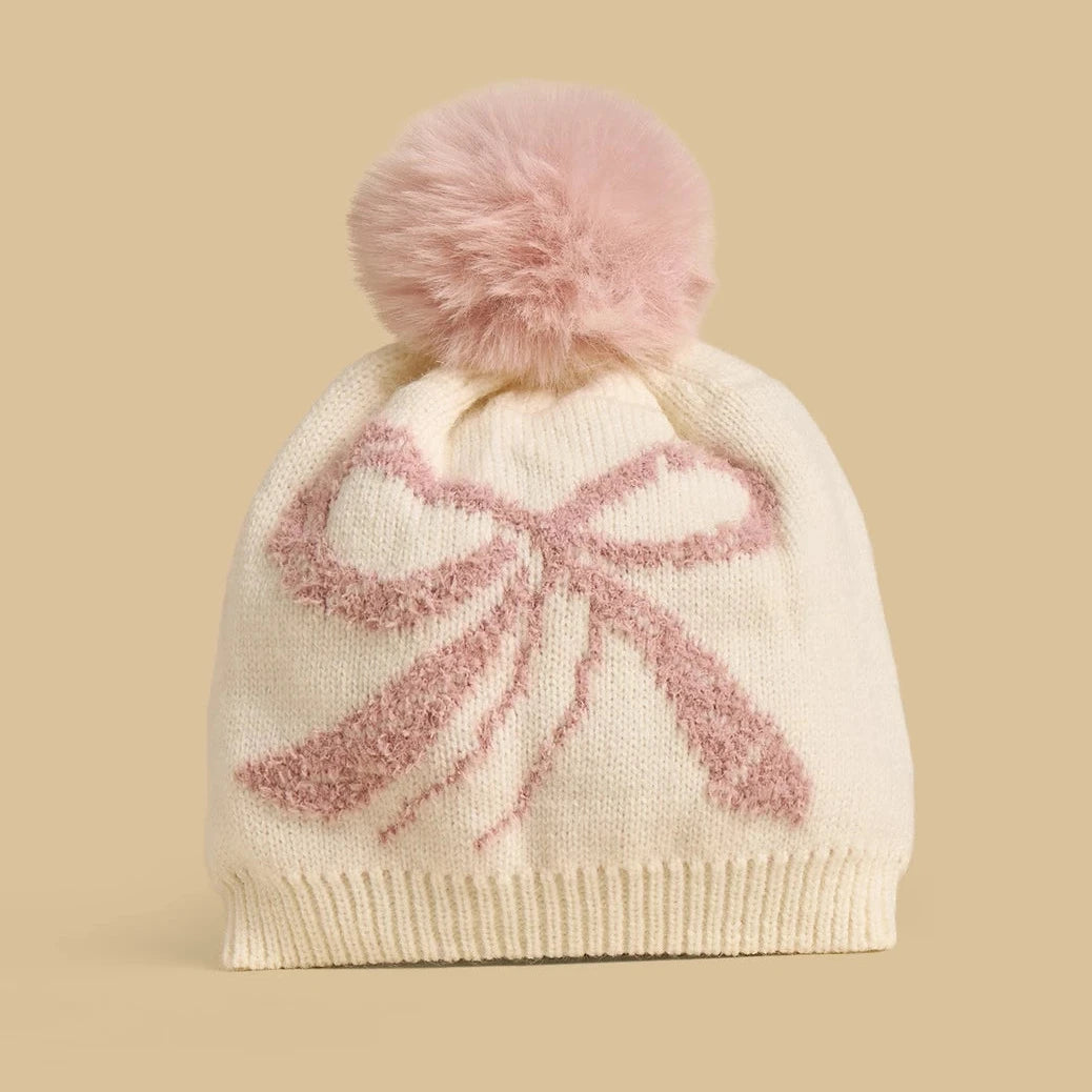Textured beanie with gloves and scarf