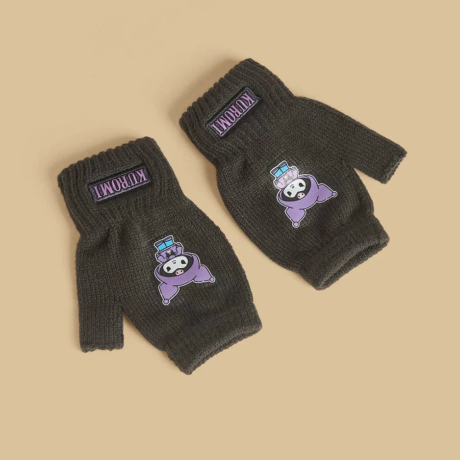 Kuromi beanie with fingerless gloves set