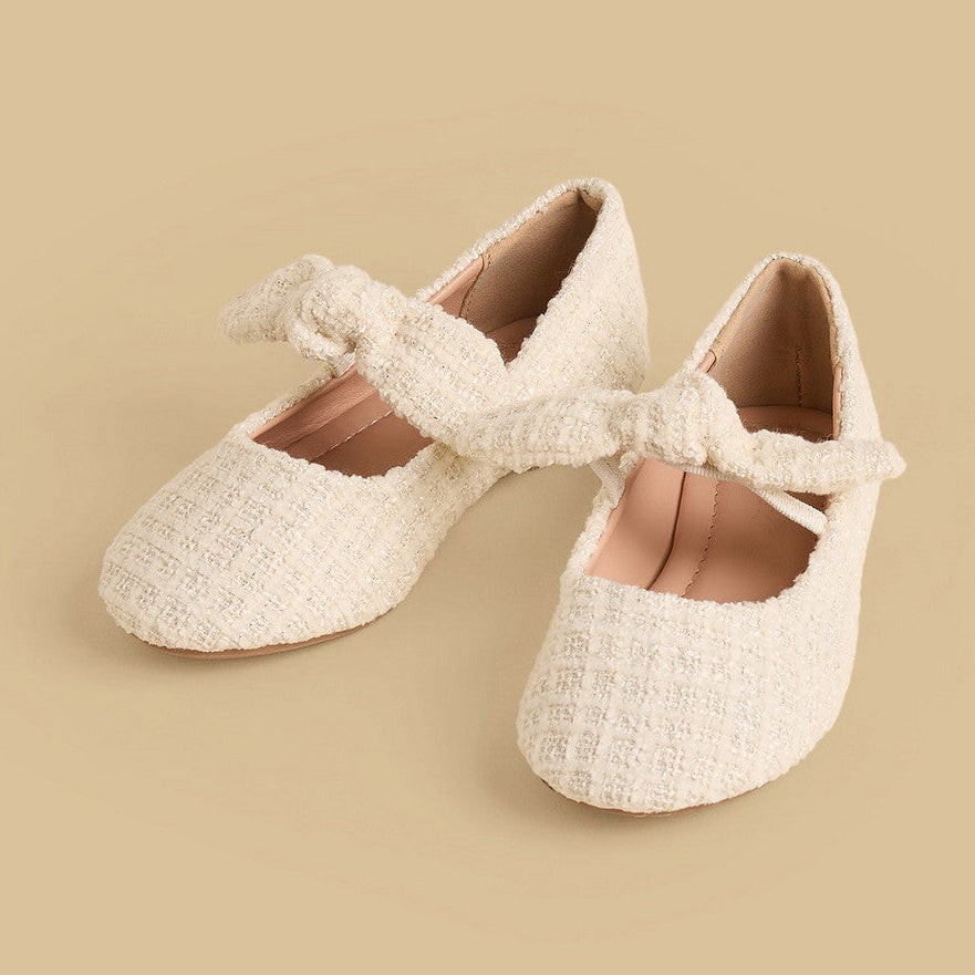 Tweed textured ballerina shoes