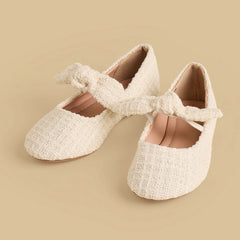 Tweed textured ballerina shoes