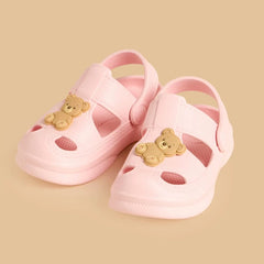 Teddy bear applique clogs with backstrap