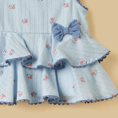 Floral print sleeveless tiered top and shorts set