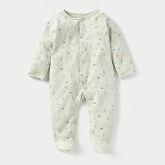 Juniors all- over floral print sleepsuit with long sleeves and bib