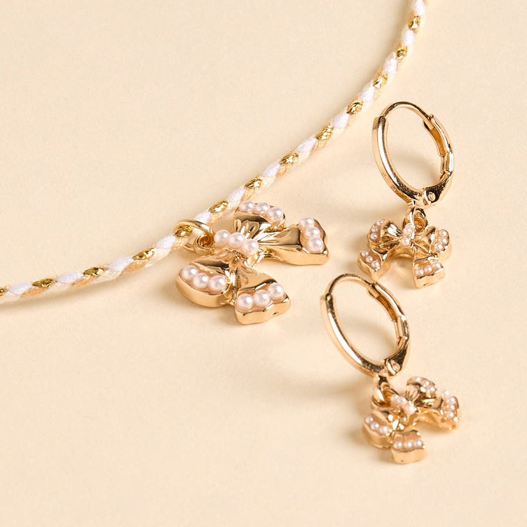 Bow pendant necklace and earrings set
