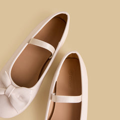 Bow accent ballerina shoes with Elasticated strap
