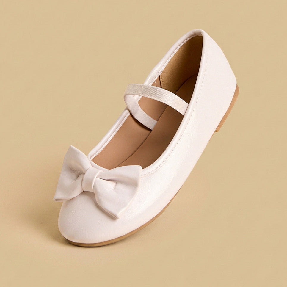 Bow accent ballerina shoes with Elasticated strap