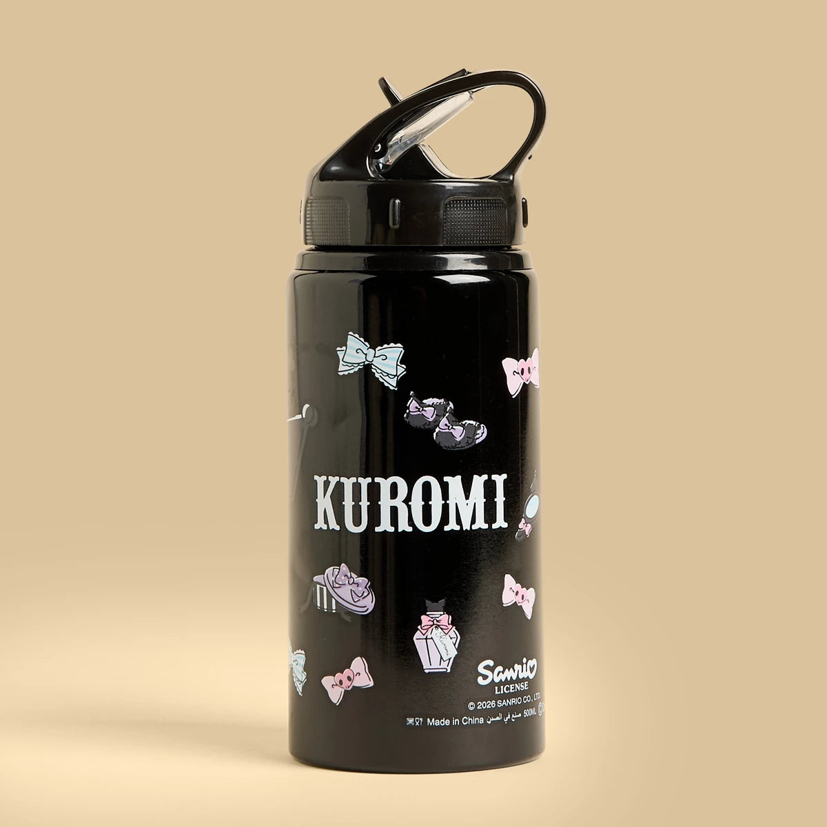 Kuromi print water bottle - 600 ml