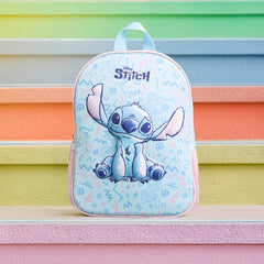 Stitch print backpack with adjustable shoulder straps and zip closure