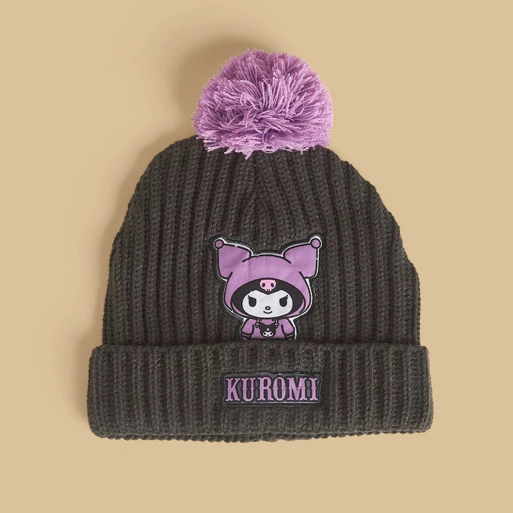 Kuromi beanie with fingerless gloves set