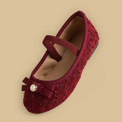 Bow accent ballerina shoes with Elasticated strap