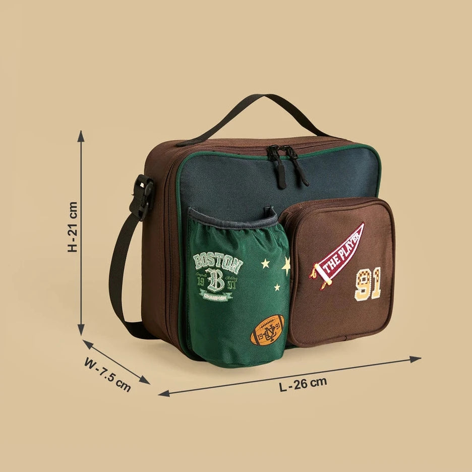 Boston embroidered lunch bag with zip closure