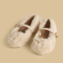 Plush ballerina shoes with buckle closure