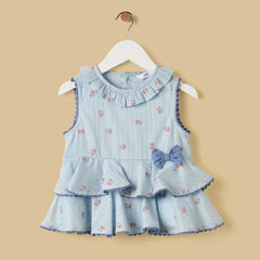 Floral print sleeveless tiered top and shorts set