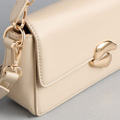 Max Cream Shoulder Bag for Women – Elegant Mini Handbag with Gold Detail