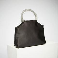 Max Brand Crystal Studded Knot Handle Bag – Black