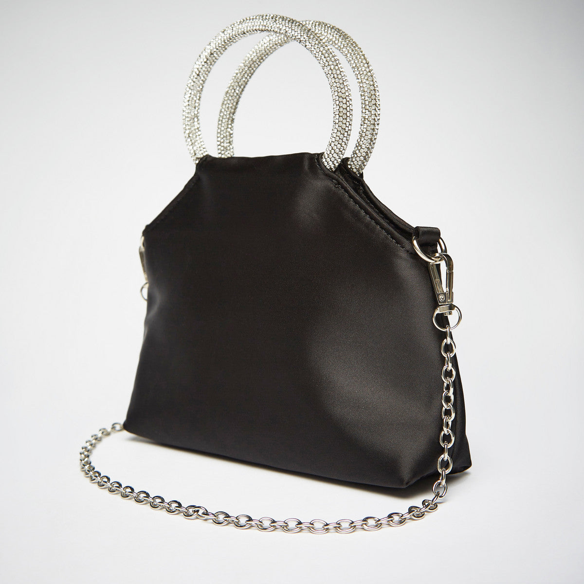 Max Brand Crystal Studded Knot Handle Bag – Black