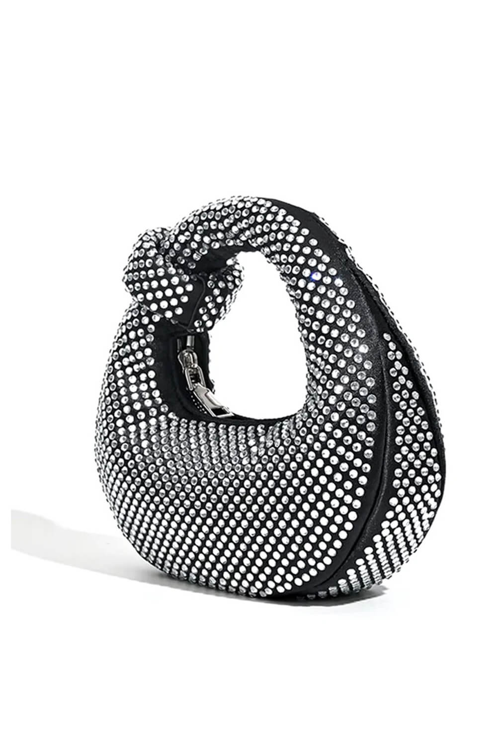 Max Rhinestone Accent Knot Bag – Black