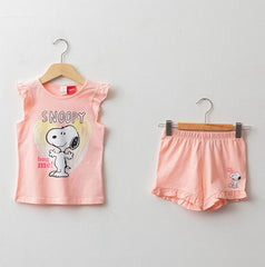 LCW Snoopy Printed Cotton T-shirt and Shorts Set