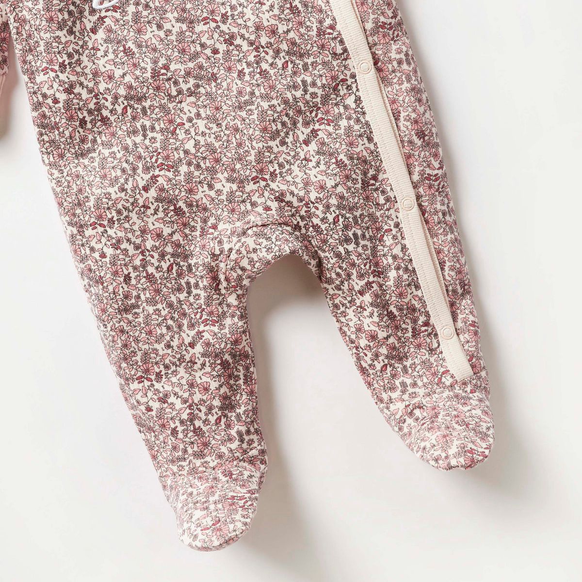 Floral Print Slogan Detail Closed Feet Sleepsuit