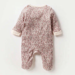 Floral Print Slogan Detail Closed Feet Sleepsuit