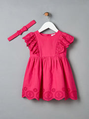 Schiffli Detail Dress with Hairband