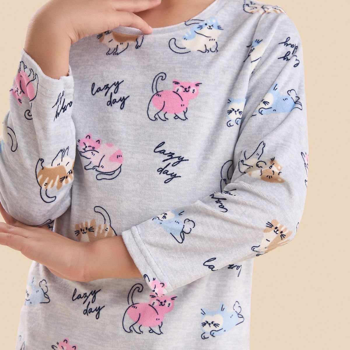 Cat Print Cotton Pyjama Set