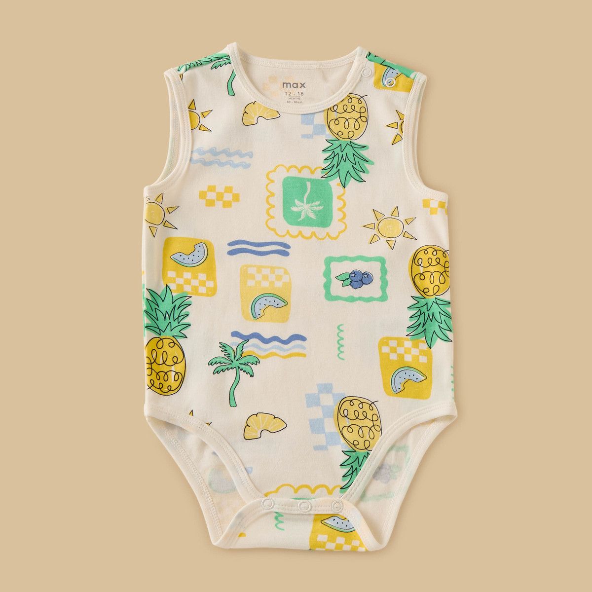Pack of 3 – Printed Sleeveless Bodysuits for Boys