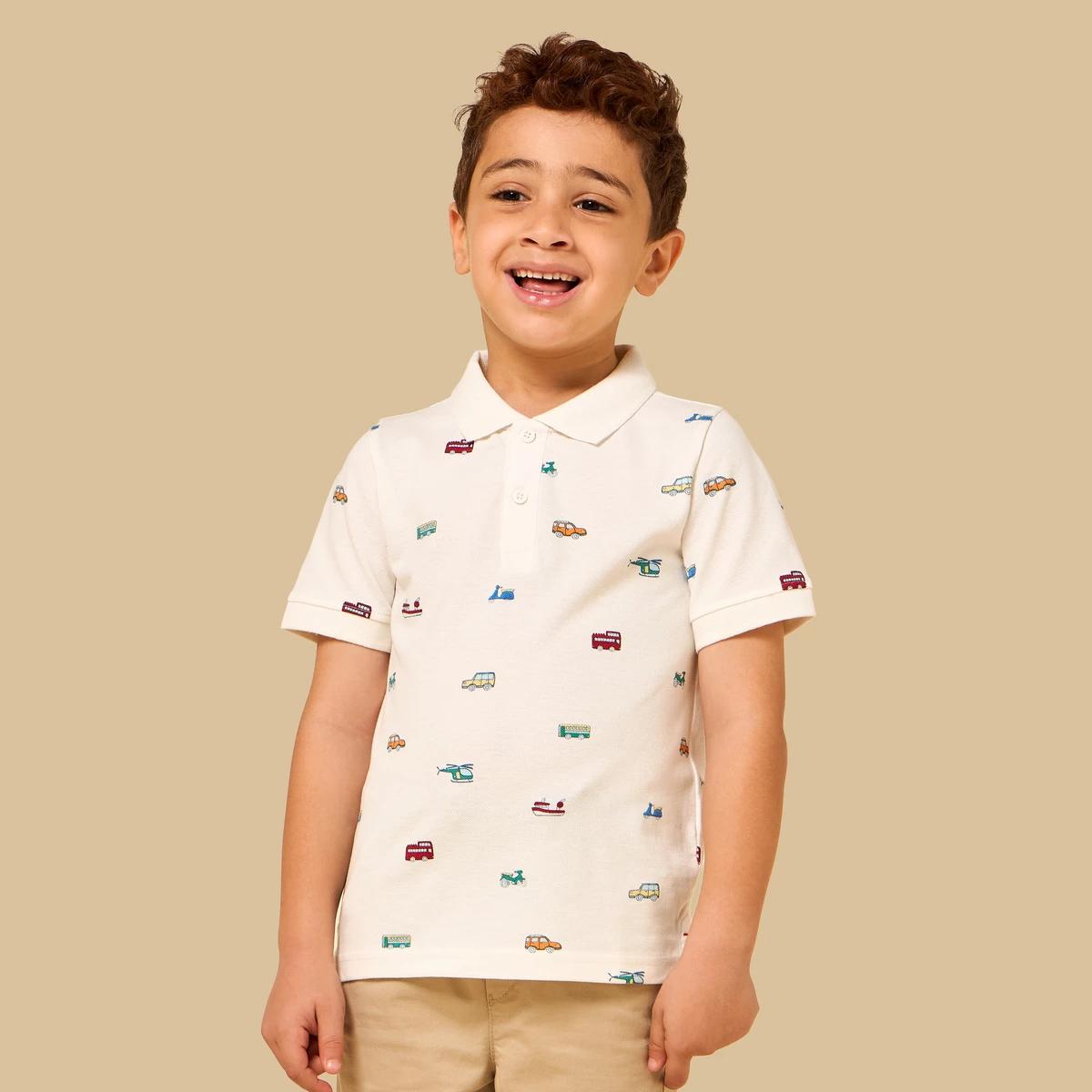 Cars Print Cotton Polo T-Shirt