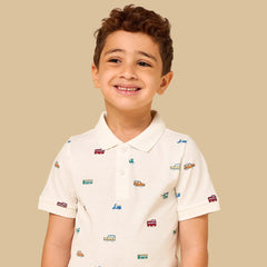 Cars Print Cotton Polo T-Shirt