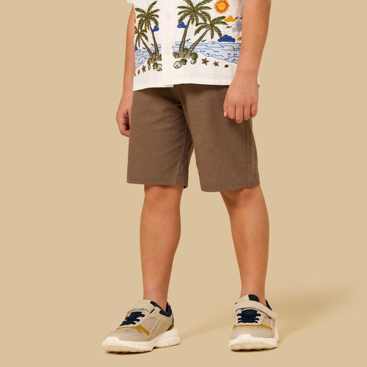 Embroidered Cotton Shirt and Shorts Set
