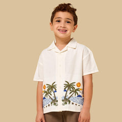 Embroidered Cotton Shirt and Shorts Set
