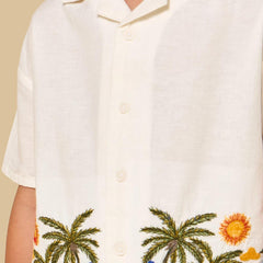 Embroidered Cotton Shirt and Shorts Set